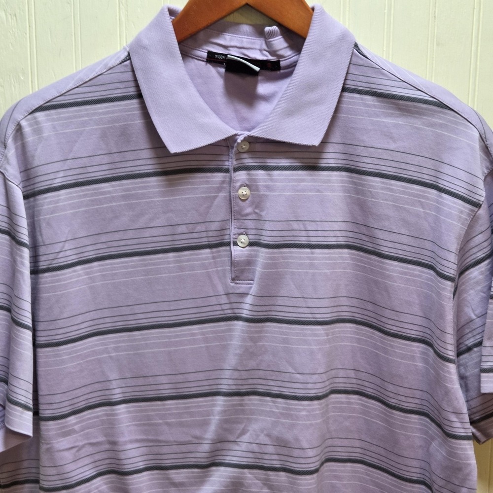 Nike‎ Tiger Woods Collection Dri-FIT Polo Shirt Mens L Purple Stripe Golf Top